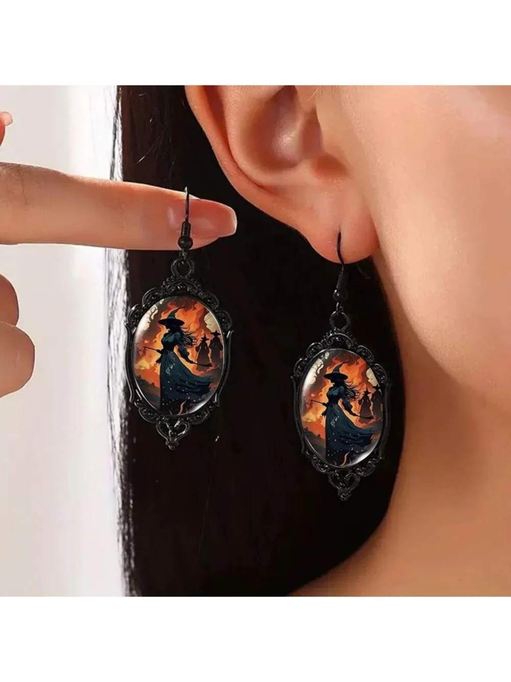 Women’s Witch Jewelry Set Halloween Victorian Punk Gothic Necklace Earrings